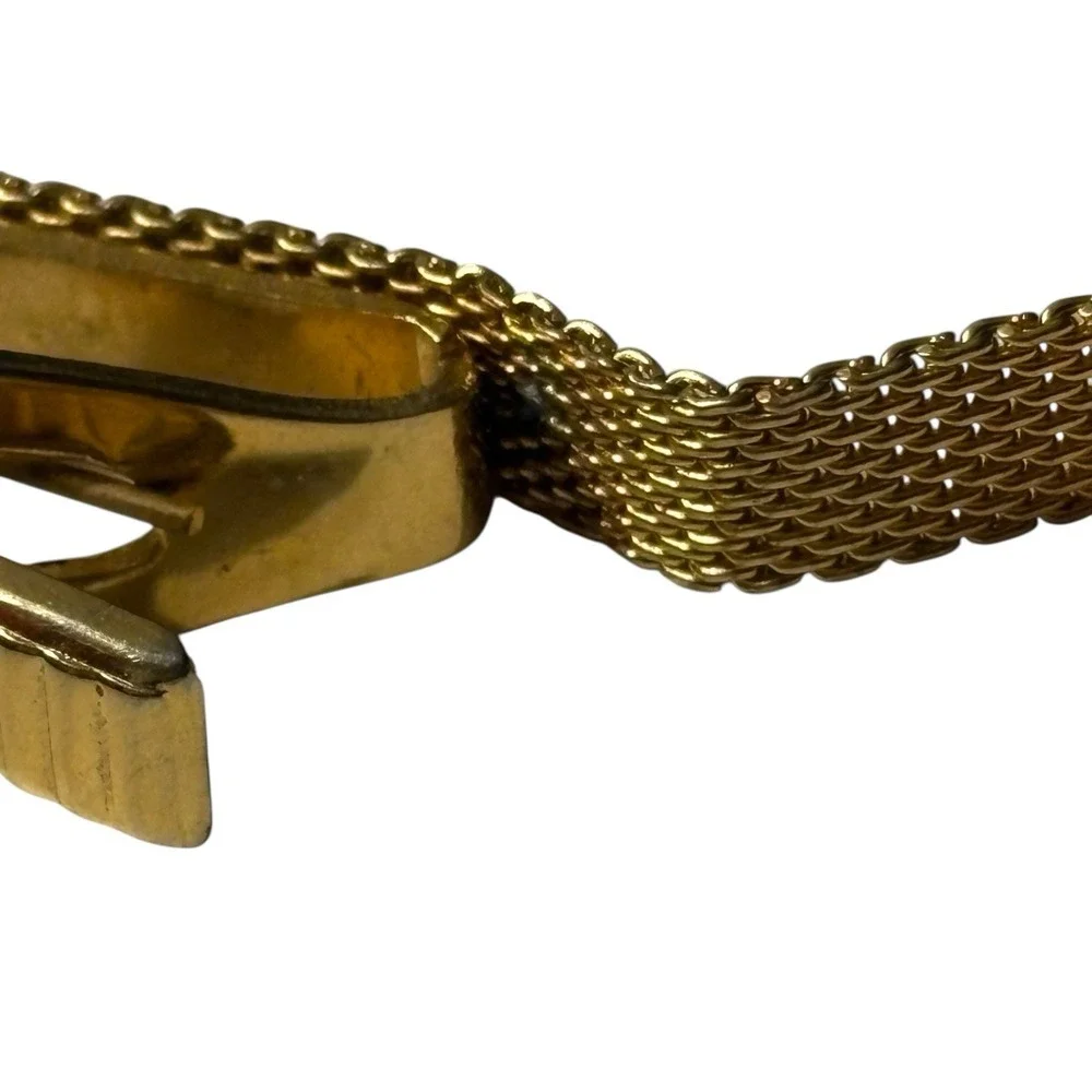 VTG Lion Moon Tie Clip Bar Mesh Wrap Around Celestial Gold Tone Green‎ Eyes MCM
